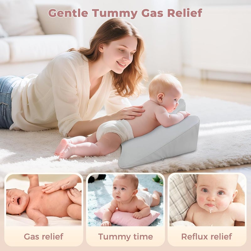 EKEPE Nursing Reflux Prop for Baby Gas, Colic Relief & Burp, Tummy Time Pillow for Feeding, Neck, Shoulder and Body Support, Activity Support for Newborns and Infant 0-12 Months - Grey - Image 2